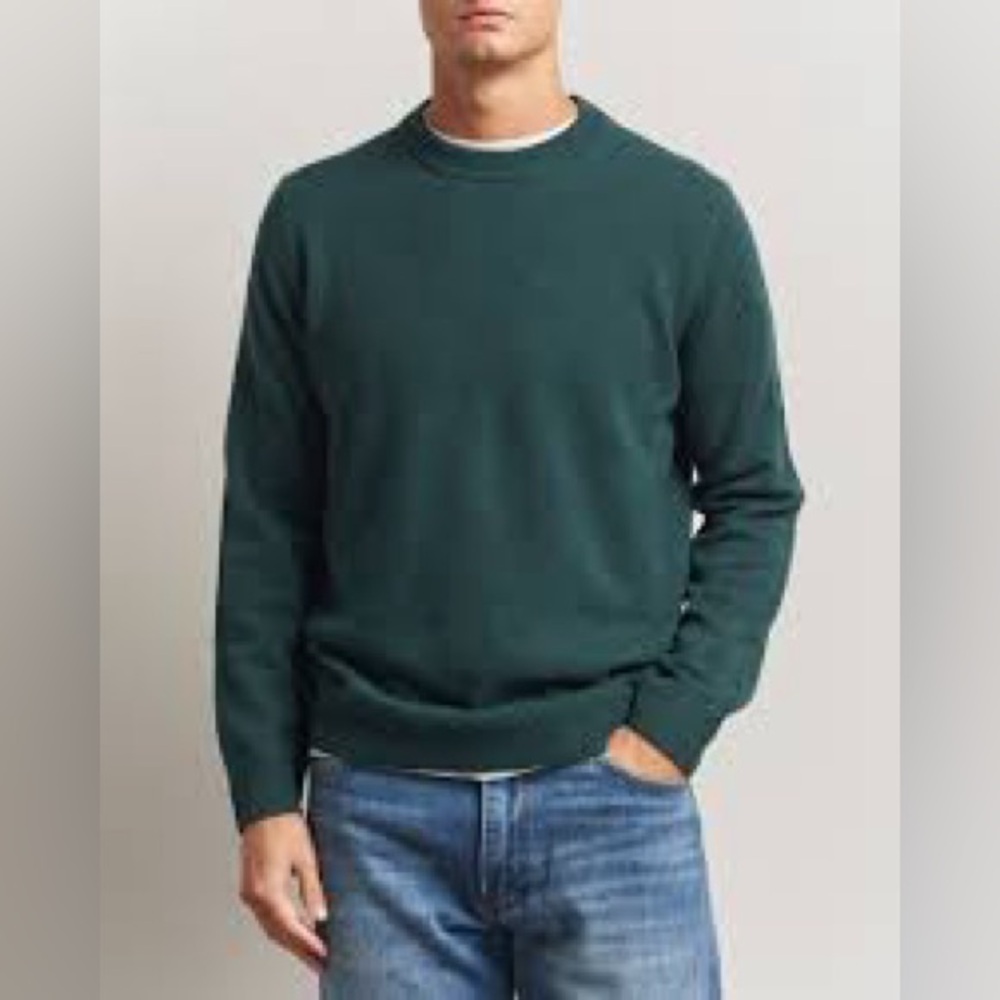 Autograph Men's pure cashmere Deep Green Crewneck Sweater